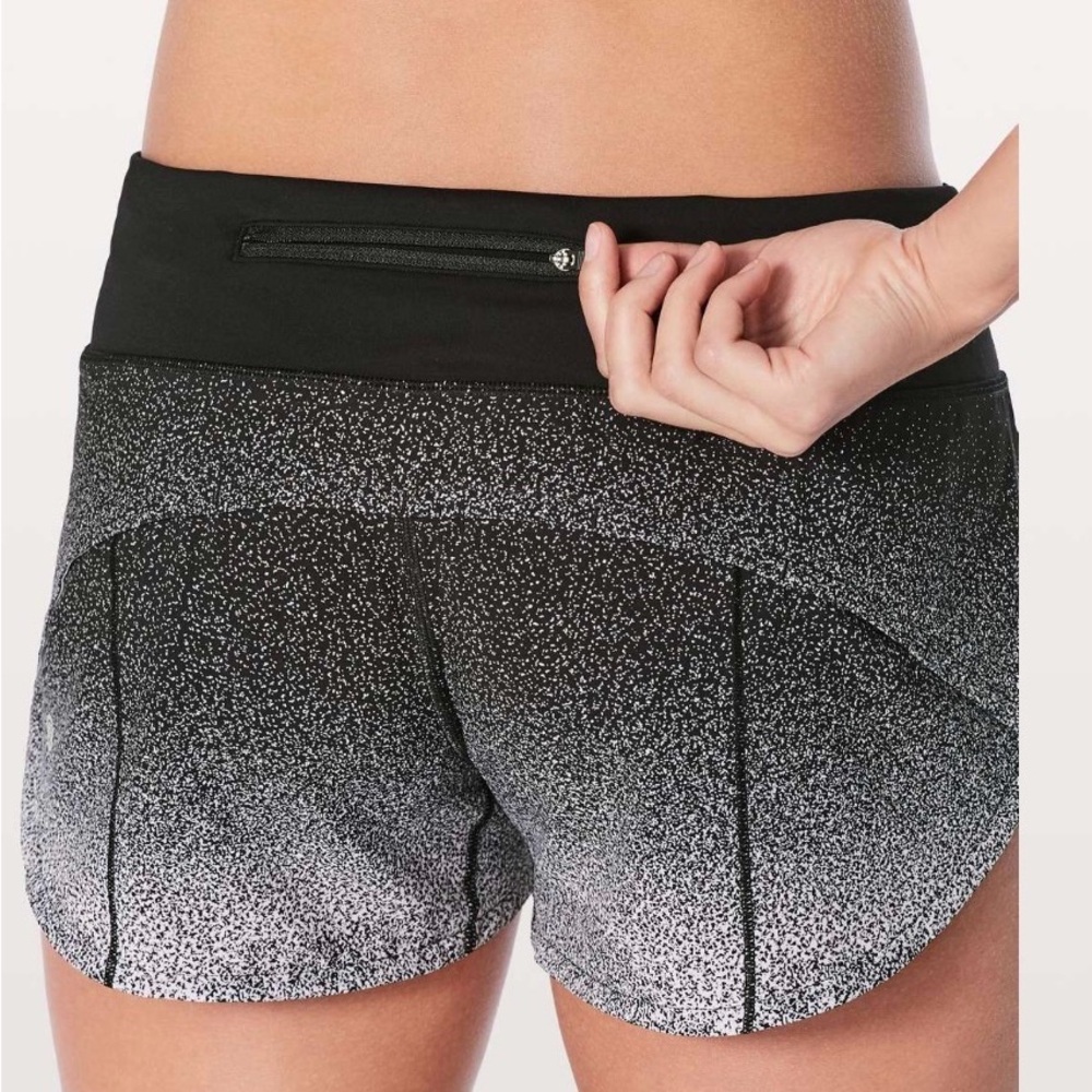 Lululemon Speed Up Short 2.5" Black White Ombre Speckle Activewear Gorpcore - Picture 3 of 11